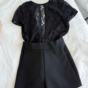 Elegant Black Lace Top and Shorts Set